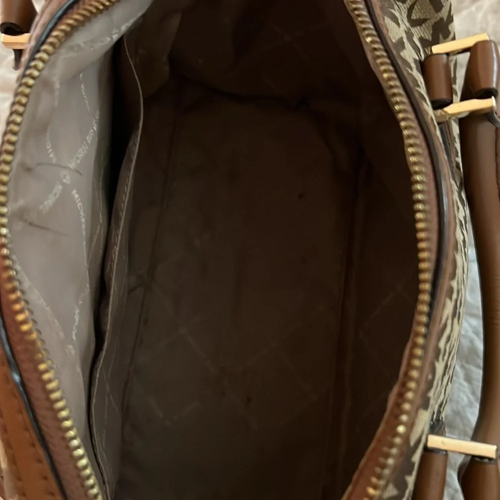 Michael Kors Tan and Brown Signature Tote Satchel - Picture 10 of 12